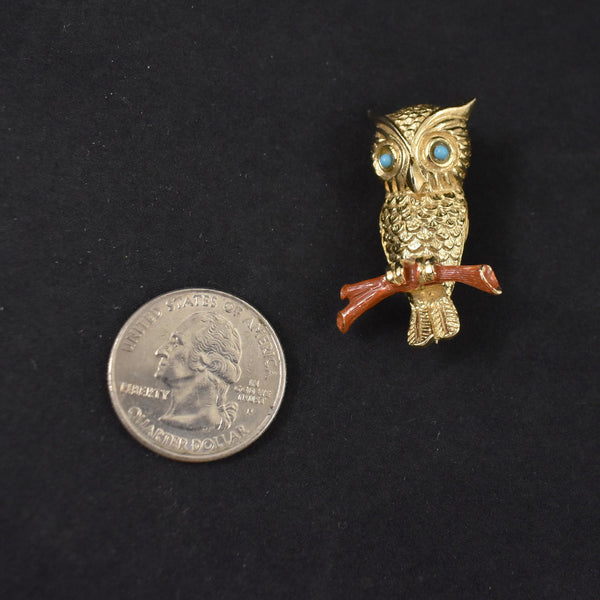 Small Gold Owl Pin Cats Like Us
