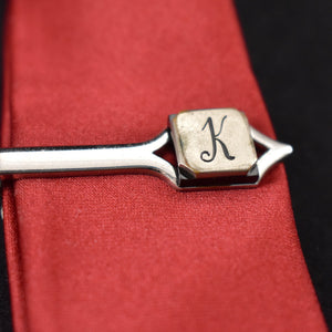 Small Silver K Tie Bar Clip Cats Like Us