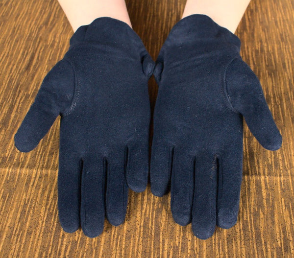 Soft Short Navy Button Gloves Cats Like Us