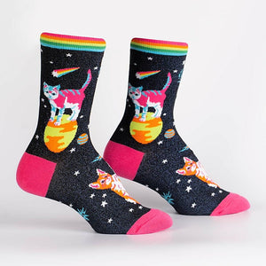 Space Cats Glitter Crew Socks Cats Like Us