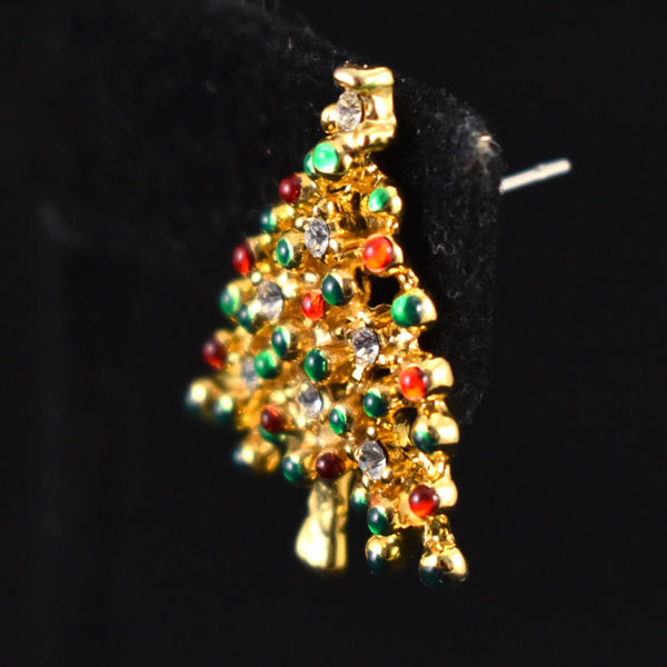 Sparkly Rhinestone Christmas Tree Earrings Cats Like Us