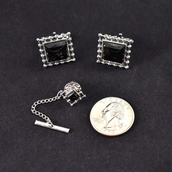 Square Vintage Cuff Links & Tie Set Cats Like Us