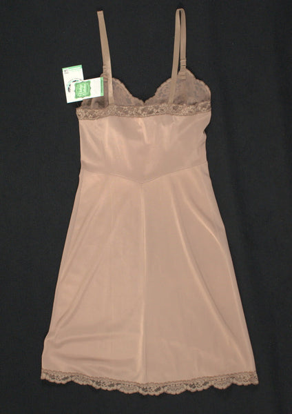 Taupe Satin & Lace Vintage Full Slip Cats Like Us