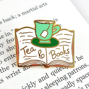 Tea & Books Enamel Pin Cats Like Us