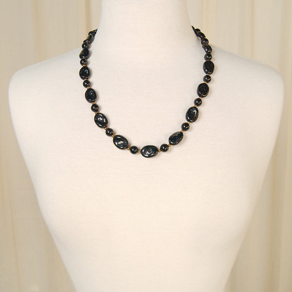 Textured Black Bead Necklace Cats Like Us
