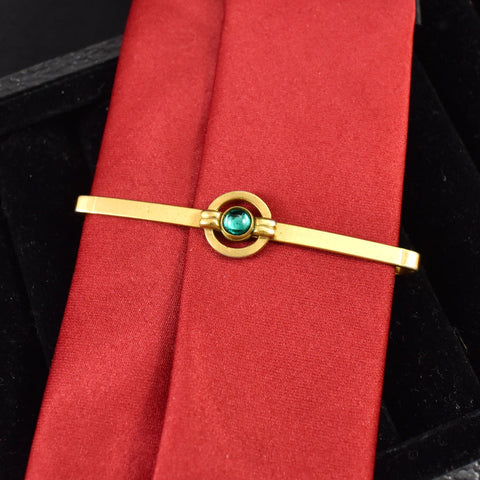 Tie Clip Holder w Green Stone Cats Like Us