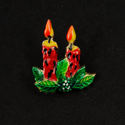 Tiny Christmas Candle Brooch Cats Like Us