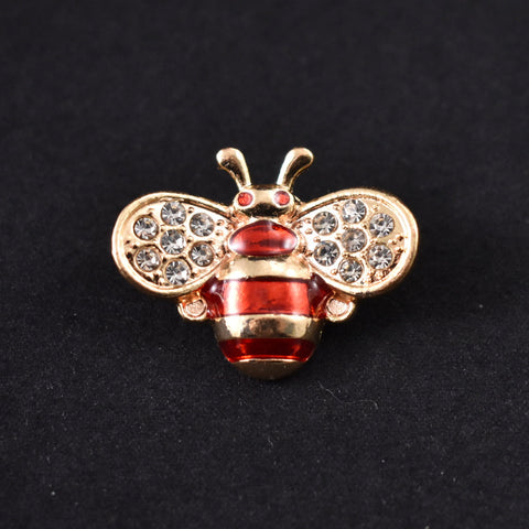 Tiny Rhinestone Red Bee Brooch Cats Like Us