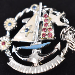 Tiny Rhinestone Sailboat Brooch Cats Like Us