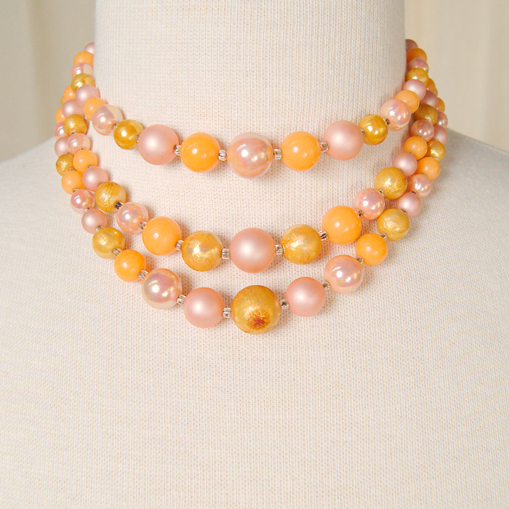 Tri Strand Peach Necklace Cats Like Us