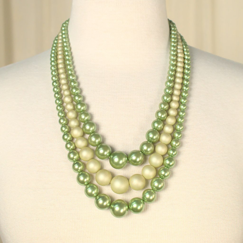 Triple Lime Pearl Necklace Cats Like Us