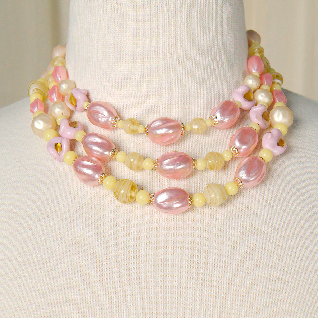 Triple Pink & Yellow Necklace Cats Like Us