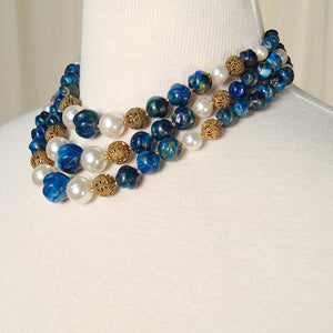 Triple Strand Blue Necklace Cats Like Us