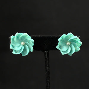 Turquoise Flower Shell Vintage Earrings Cats Like Us