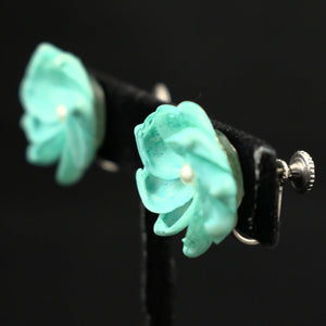 Turquoise Flower Shell Vintage Earrings Cats Like Us