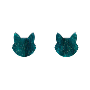 Turquoise Glitter Cat Earrings Cats Like Us