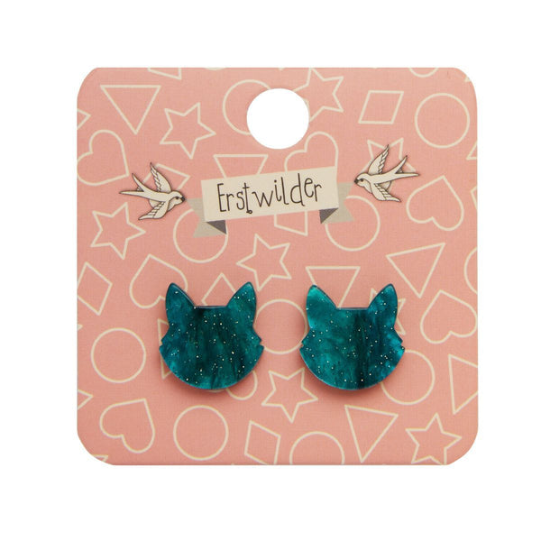 Turquoise Glitter Cat Earrings Cats Like Us