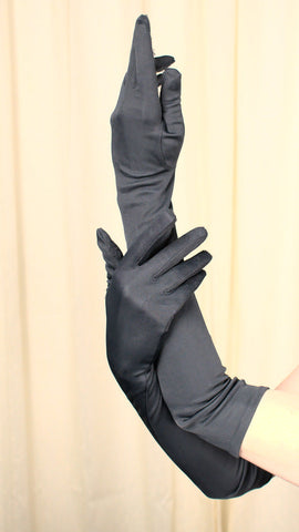 Very Long Vintage Black Gloves Cats Like Us
