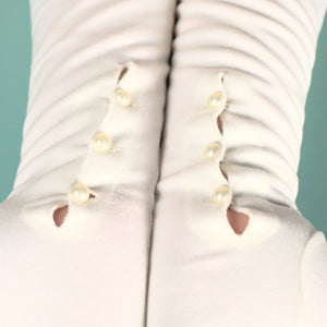 Very Long White Pearl Gloves Cats Like Us