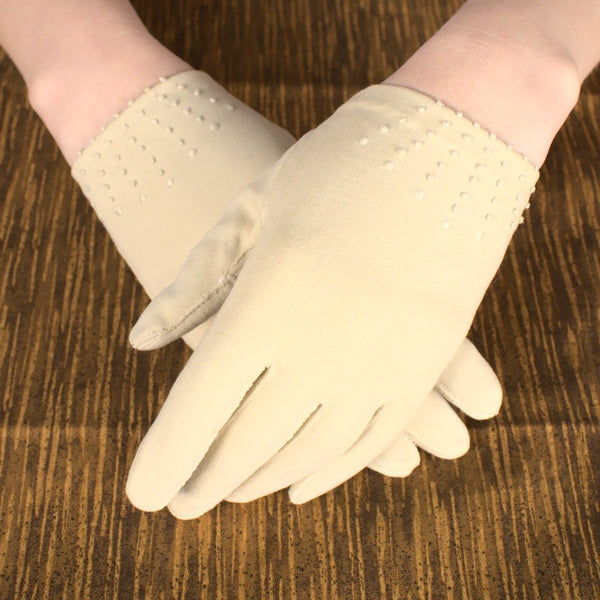 Very Short Beige Emb Gloves Cats Like Us