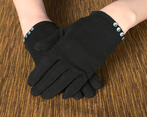 Very Short Black Button Gloves Cats Like Us