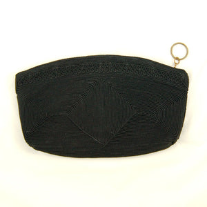 Vintage 1940s Black Cord Clutch Bag Cats Like Us