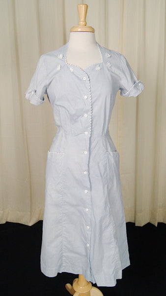 Vintage 1940s Gingham Shirt Dress Cats Like Us