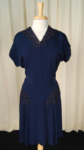 Vintage 1940s Navy Lace Dress Cats Like Us