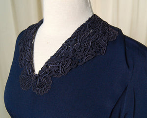 Vintage 1940s Navy Lace Dress Cats Like Us