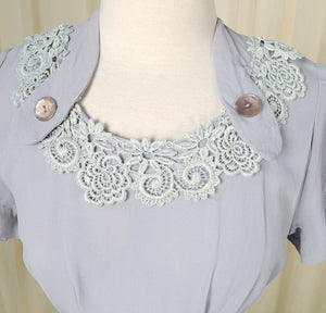 Vintage 1940s Periwinkle Lace Dress Cats Like Us
