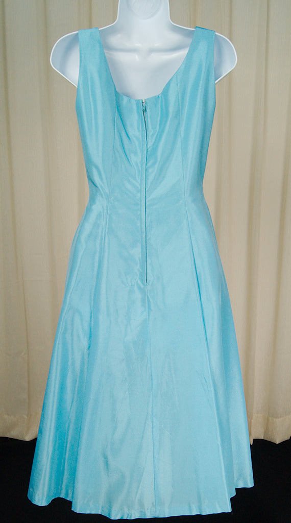 asos blue dress with flowers Puff Sleeves Lace Midi Dress main image 1