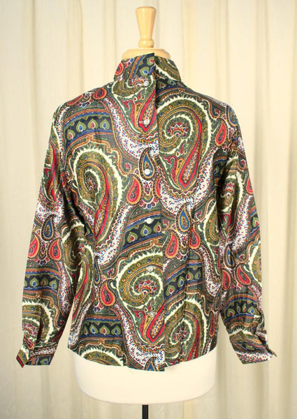 Vintage 1950s Back Button Paisley Top Cats Like Us