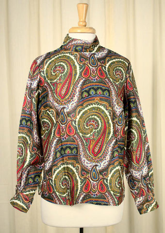 Vintage 1950s Back Button Paisley Top Cats Like Us