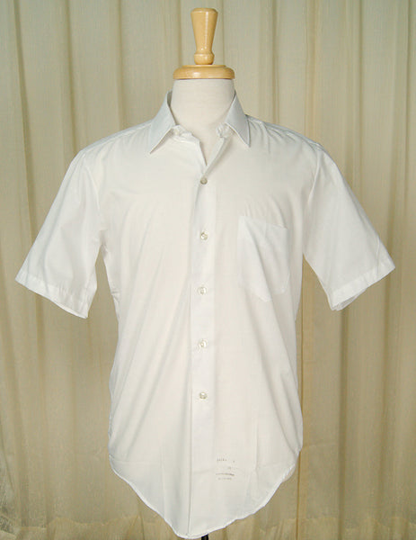 Vintage 1950s Basic Short S White Shirt by CMB Kirbury MED