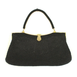 Vintage 1950s Black Beaded Handbag Cats Like Us