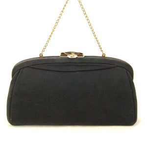 Vintage 1950s Black Fabric Clutch Bag Cats Like Us