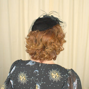 Vintage 1950s Black Fascinator Hat Cats Like Us