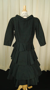 Vintage 1950s Black Layered Skirt Dress Cats Like Us