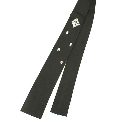 Vintage 1950s Black Pink Emb Skinny Tie Cats Like Us