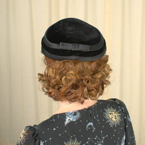 Vintage 1950s Black Velvet & Satin Hat Cats Like Us