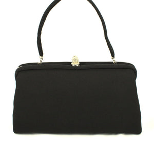 Vintage 1950s Blk Fabric Rhinestone Bag Cats Like Us