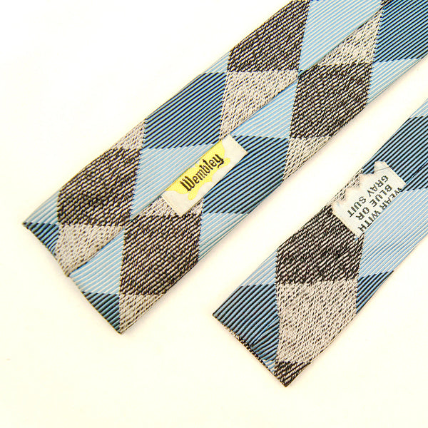 Vintage 1950s Blue & Gray Harlequin Tie Cats Like Us