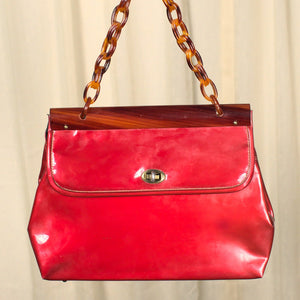 Vintage 1950s Brick Red & Plastic Purse Cats Like Us