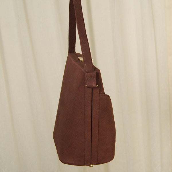 Vintage 1950s Brown Flannel Box Handbag Cats Like Us
