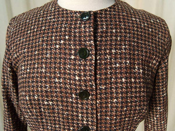 Vintage 1950s Brown Houndstooth Suit Cats Like Us