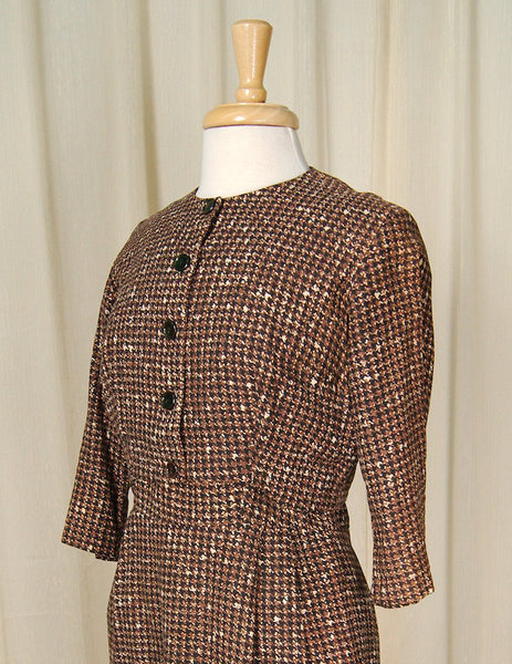 Vintage 1950s Brown Houndstooth Suit Cats Like Us