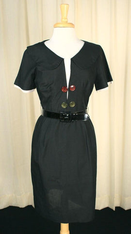 Vintage 1950s Button LBD Wiggle Dress Cats Like Us