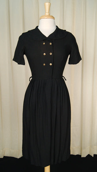 Vintage 1950s Double Breasted LBD Dress Cats Like Us