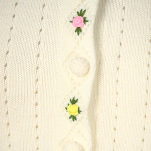 Vintage 1950s Floral Trim Cardigan Sweater Cats Like Us