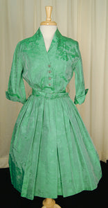 Vintage 1950s Glass Bead Shirt Dress Cats Like Us